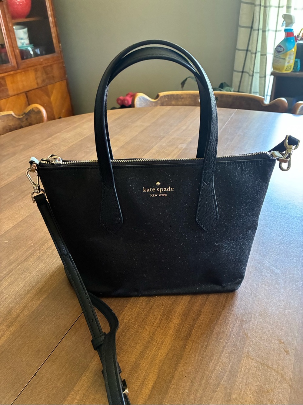 kate spade Black Crossbody Tote with Gold Hardware